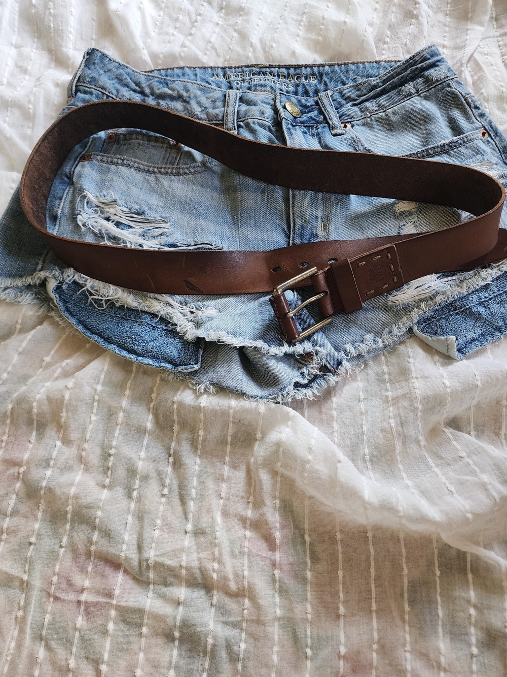 Timberland Brown Leather Belt with Bronze Buckle 45"‎ Long 1.5" Wide